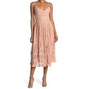 NSR midi dress lace peach size M a-line spaghetti‎ strap crochet